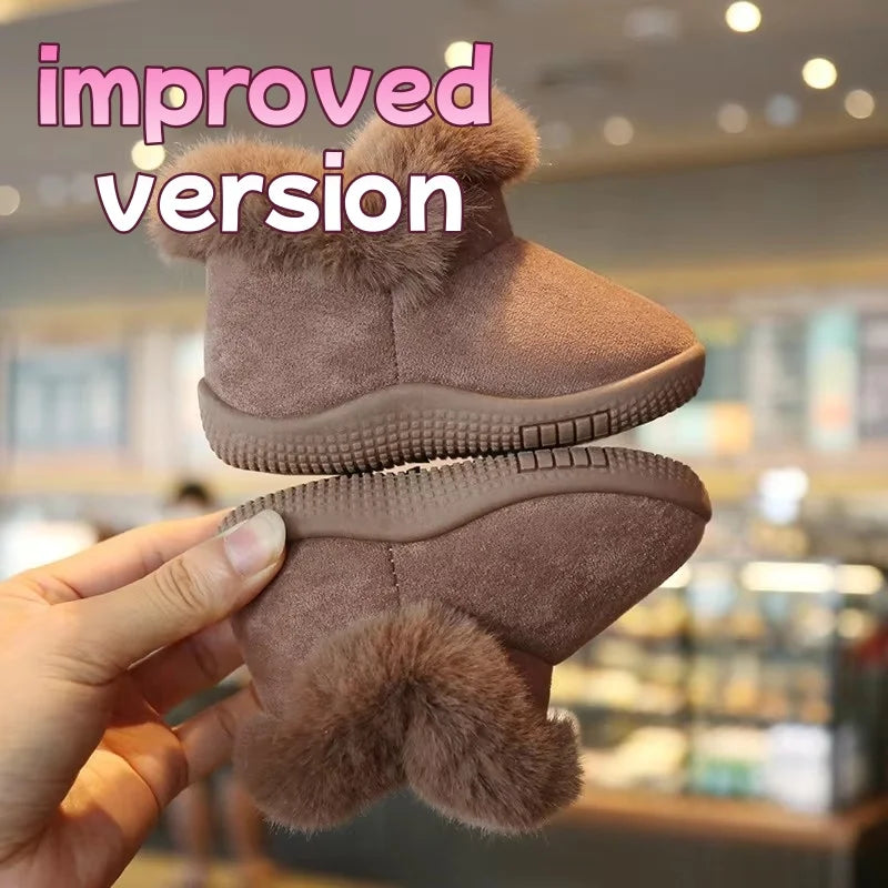 Winter Kids Baby Snow Boots First Walkers Plush Warm Soft Bottom Children Shoes