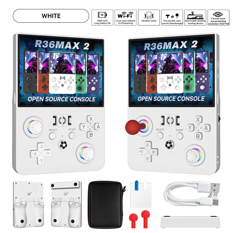 Portable Handheld Game Console 4.5 Inch IPS Screen 4000mAh Battery Retro Gaming Player with Vibration R36 MAX 2