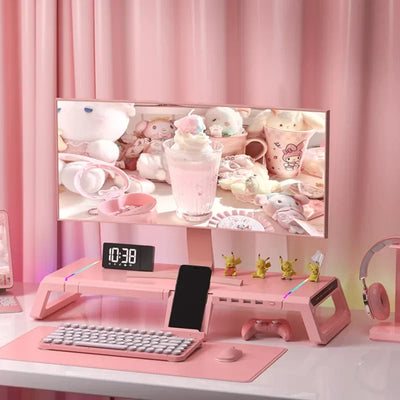 Hot Computer Monitor Stand with USB Pink Laptop Table | SAMAG