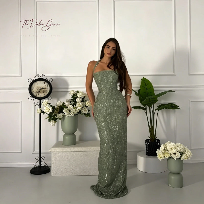 Elegant Green Halter-Neck Strapless Sleeveless | SAMAG