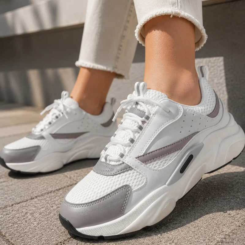 Men Chunky Platform Sneakers Breathable Mesh Patchwork Casual Shoes Thick Cushion Non Slip Walking Shoes Lace Up Fashion Streetw