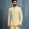 Matching Design Men's Suit 2pcs African/Indian Safiri Attire Customized Set with Gold Button for Wedding Party Formal Events