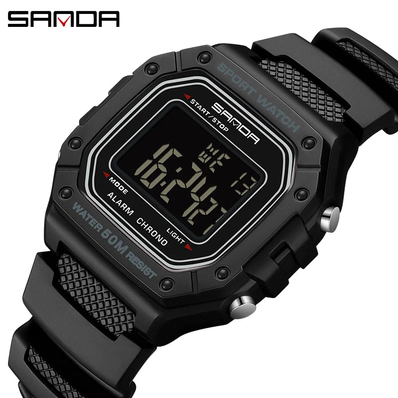 SANDA 2156 Fashion Mens Watch Military Water Resistant Sport Watches Army Big Dial Led Digital - Visuel 9 | SAMAG
