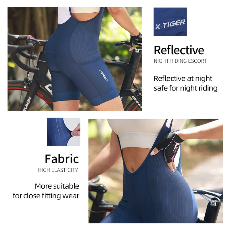 X-Tiger Women Pro Cycling Bib Shorts Summer Laika MTB Road Bicycle Shorts Women's Cycling Suspenders With ST-MULTI cushion