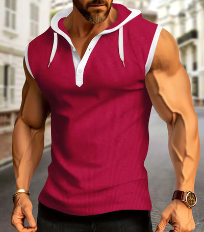 Men Hooded Sleeveless Shirt Casual Gym Tank Top Male | SAMAG