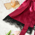 Women Satin Pajama Set Robe Lace Lingerie Sexy Silk | SAMAG