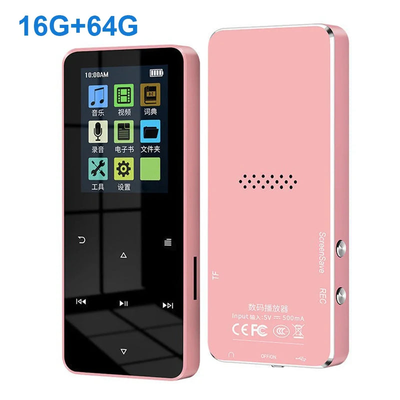 New 1.8 Inch Metal Touch MP3 MP4 Music Player Bluetooth-compatible 5.0 Fm Radio Video Play 8/32/64GB E-book Hifi Player Walkman
