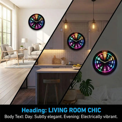 Creative 2D Flat Wall Clock Round LED Digital Display | SAMAG