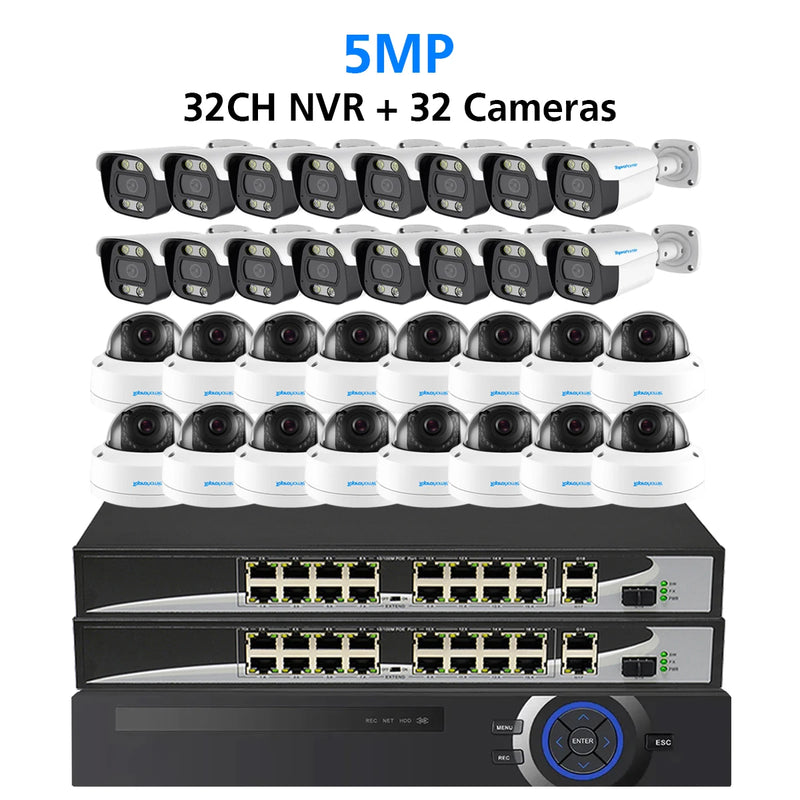 32CH 4K 8MP Security Camera System 5MP Audio Record IP Camera Indoor Outdoor Waterproof POE Home CCTV Video Surveillance Kit