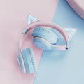 Cat Ear Headphones Bluetooth 5.1 Wireless Earphones with RGB Light Detachable Mic 40mm Stereo Drivers for Gaming Calls & Music