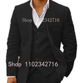 3 Piece Linen Summer Men Suits for Wedding Groom Tuxedos 2023 Casual Beach Custom Man Suit Set Jacket Vest with Pants Man Fahion