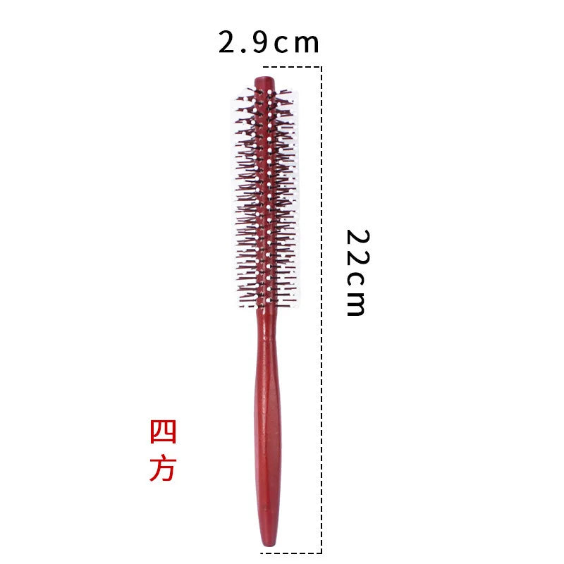 1Pcs Wood Handle Round Rolling Brush Straight Twill Hair Comb Boar Bristle Round Barrel Hair Curling Brush Hairdressing Tool