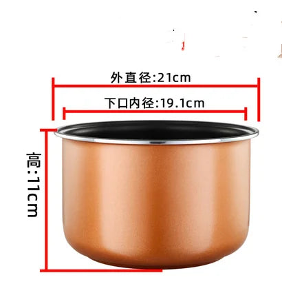 Rice Cooker Liner General Food Stainless Steel Uncoated Thickened 2L3L4L5L6L8L Rice Cooker Inner Pot