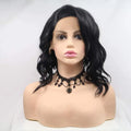 Natural Black Short Wavy Synthetic Black Lace Front Wigs For Women Hair Side Part Heat Resistant Fiber Short Black Wigs