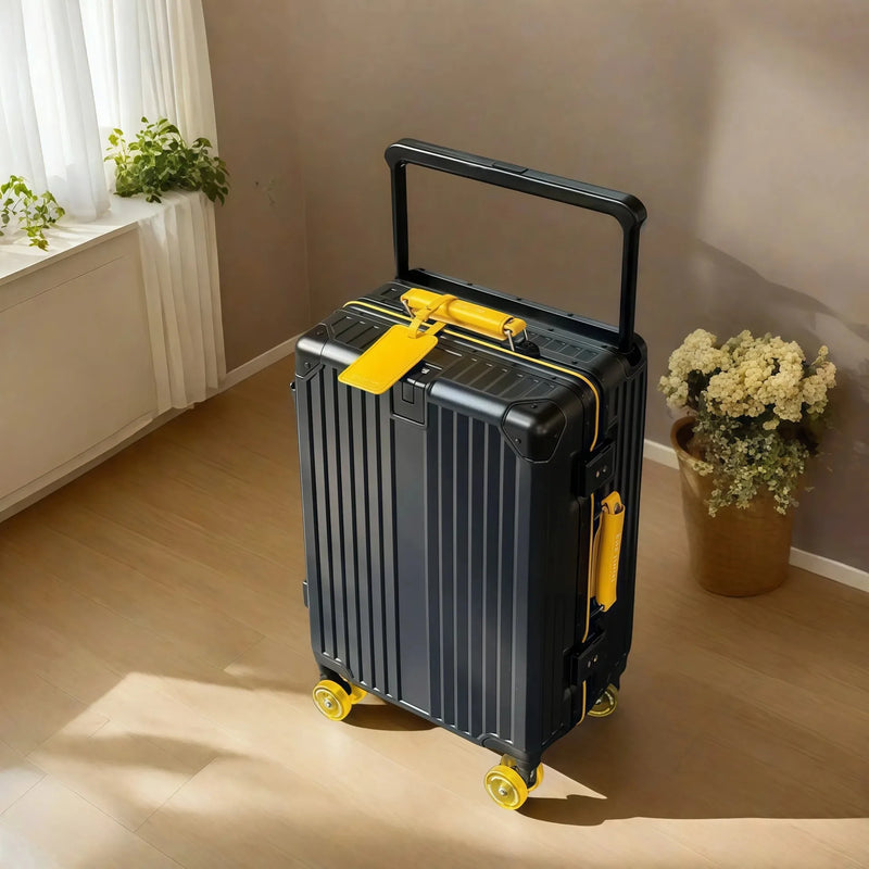 BunnyFly Wide Handlebar Travel Trolley Suitcase with Colorful Silent Wheels TSA Lock Rolling Luggage Large Capacity PC Material