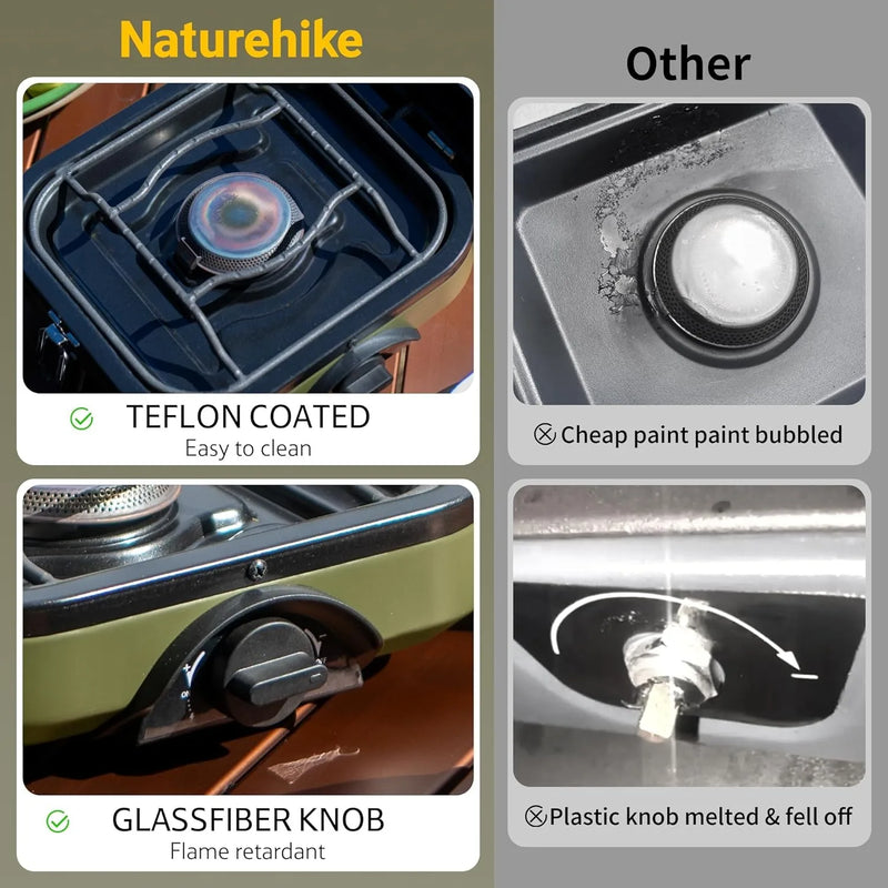 Naturehike 2 Burner Folding Camping Stove Portable Propane Gas Stove with Carry Bag 16000 BTU Stove Outdoor Picnic Equipment