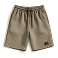 Men Waffle Knit Casual Shorts Drawstring Elastic Waist | SAMAG