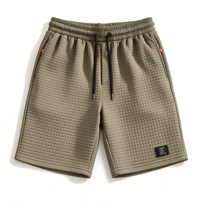 Men Waffle Knit Casual Shorts Drawstring Elastic Waist | SAMAG