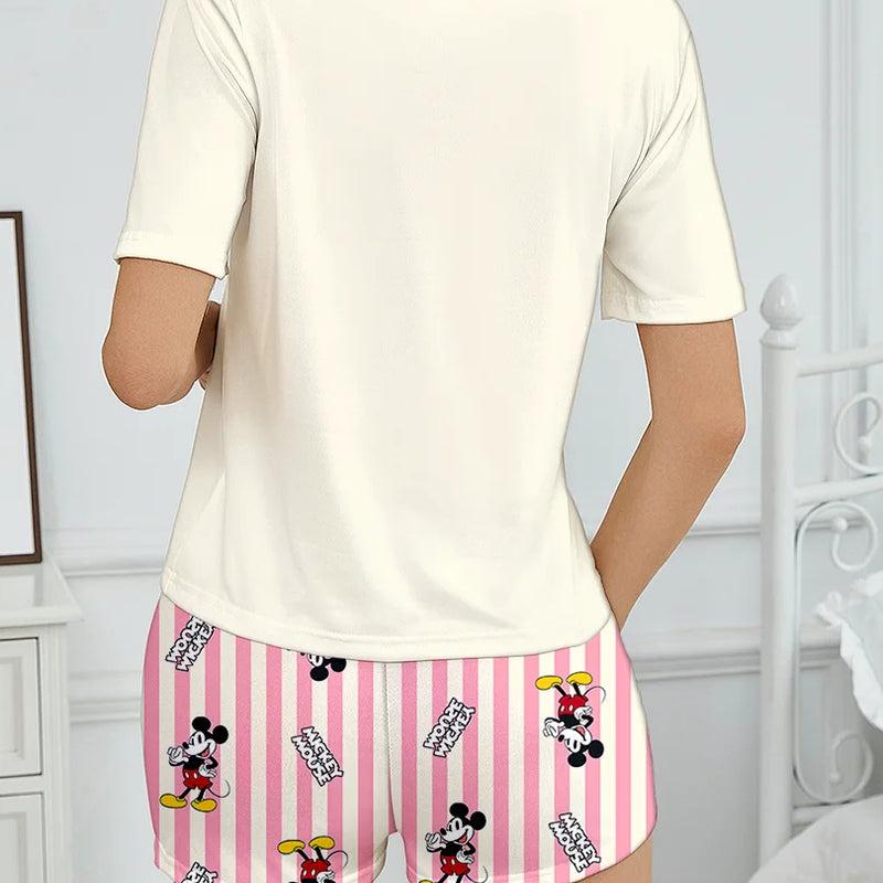 Women's Disney Mickey cartoon printed short sleeved | SAMAG