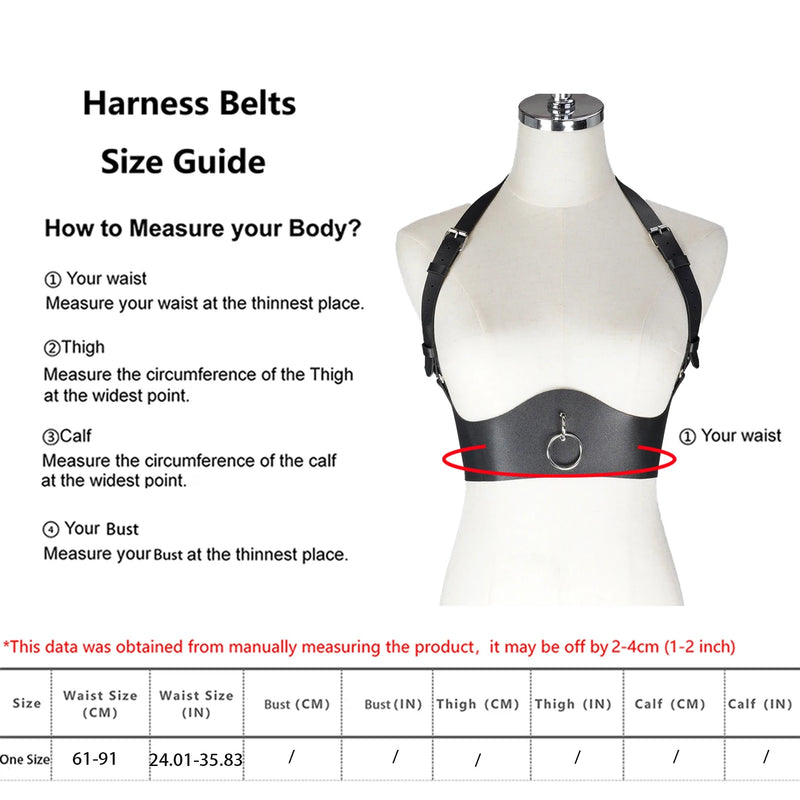 Women Fashion Belt Punk Waist-to-Shoulder Leather Body Harness Suspenders for Women Decorative Belt Gothic Clothing Accessories