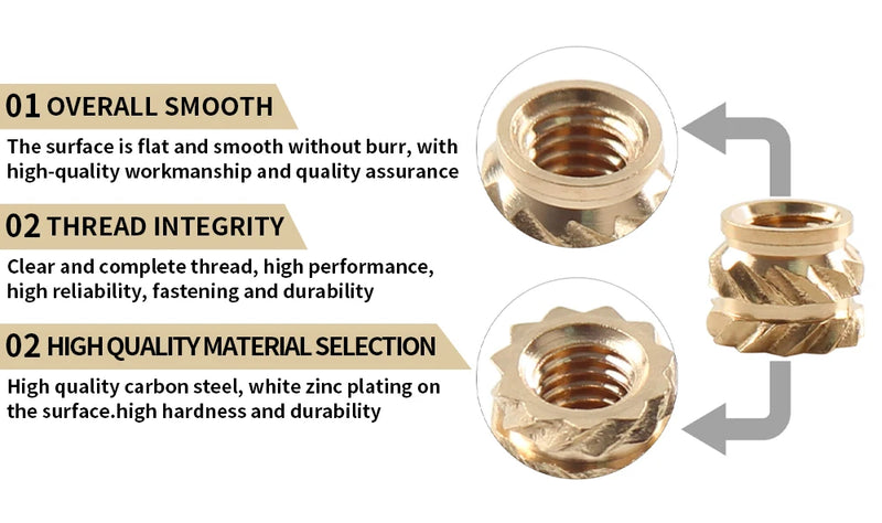 Heat Insert Nut Iron Tips Heat Set Insert Tip Soldering Iron Tip M2-M6 Brass Thread Embedded Kit for Plastic 3D Printer Parts