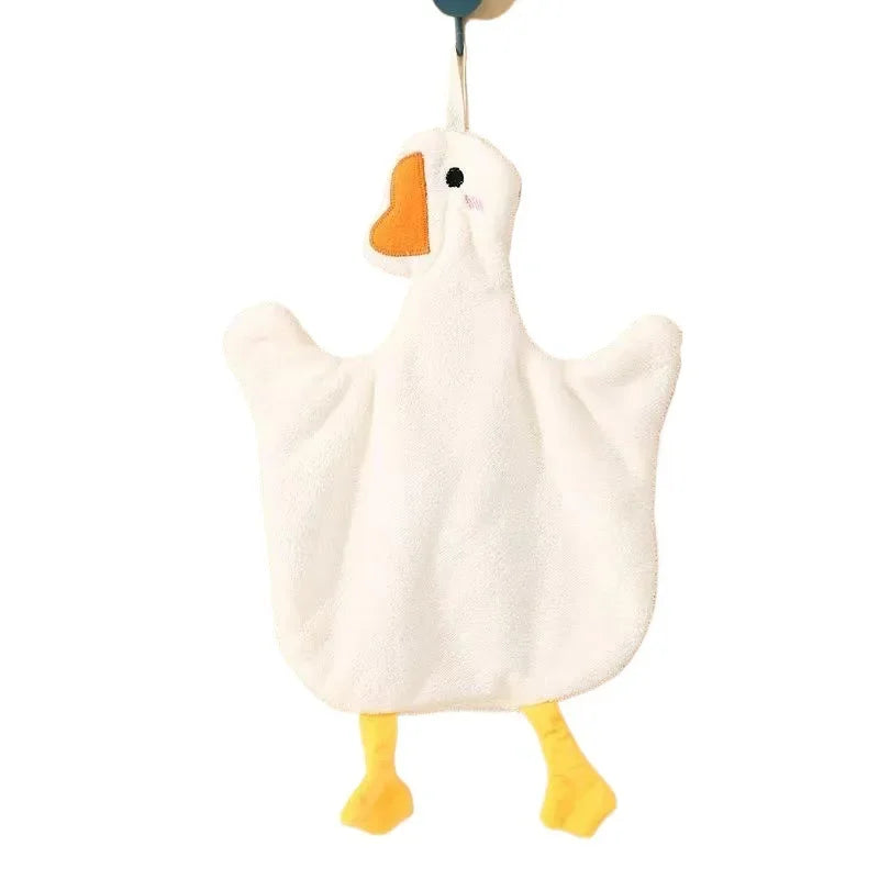 Hand Towels Cute Duck Hanging Towel Kitchen Bathroom Goose Bathing Ball Soft Absorbent Microfiber Wipe Towel Cartoon Kids Towels