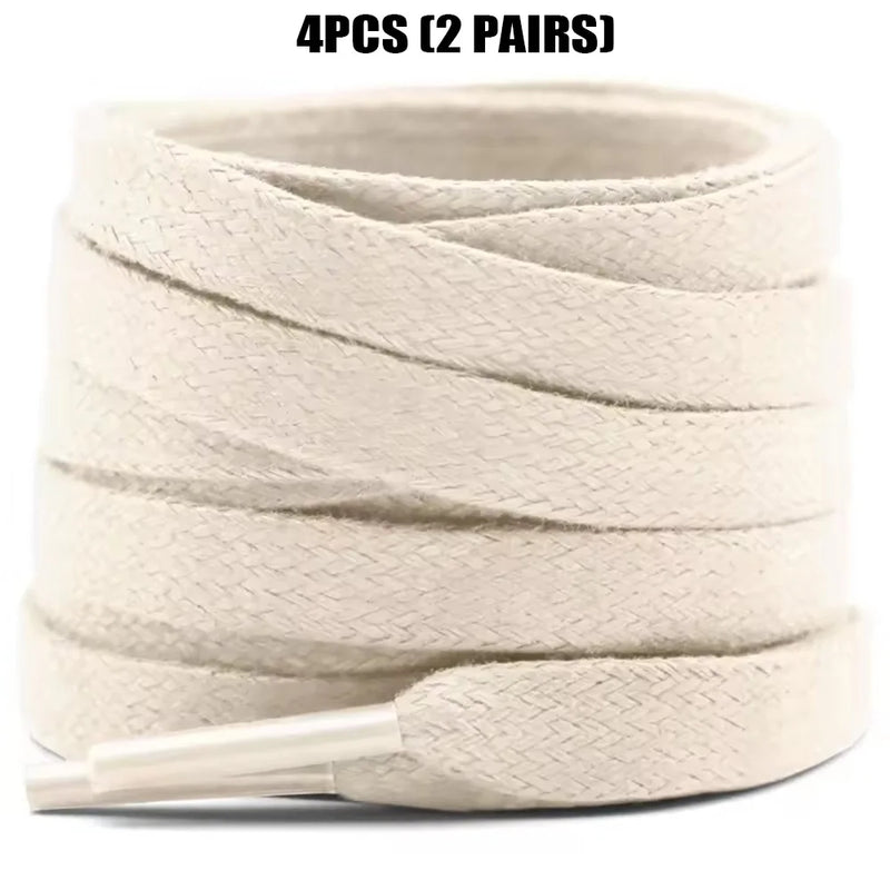 4 Pcs(2 Pairs) Premium Flat Waxed Shoelaces Heavy Duty Replacement Laces for Sneakers Leather Boots Hiking Shoes Men Women