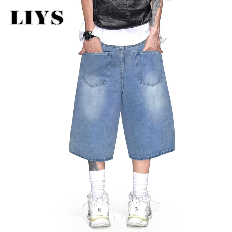 LIYS Men's Simple Light Blue Retro Ultra Baggy Wide-Leg | SAMAG