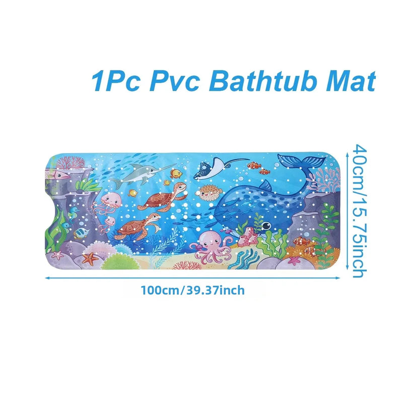 1pc Baby Bath Mat for Tub Non Slip Kids Bath Mat - 40x10cm Extra Long Cartoon Bathtub Mat Toddler Bath Mats with Suction Cups