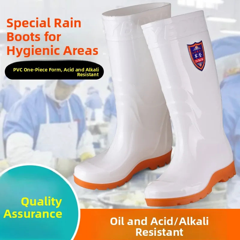 White Work Boots Waterproof Slip Resistant High And Medium Tube Food Hygiene Boots Rubber Shoes for Men Rain Boots