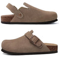 2026 Women Suede Clogs With Adjustable Buckle Cork Leather Mules Comfortable Slip on Women Slippers Outdoor Cork Clogs
