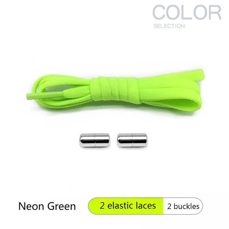 1 Pair Quick Locking Shoelaces Without Ties Elastic Laces Sneaker Widened Oval No Tie Shoe Laces Kids Adult Shoelace for Shoes