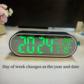 Digital Alarm Clock TEMP Date Week 2 Alarms Night Mode Snooze 12/24H Anti-disturb Voice Control Rechargeable LED Mirror Clock