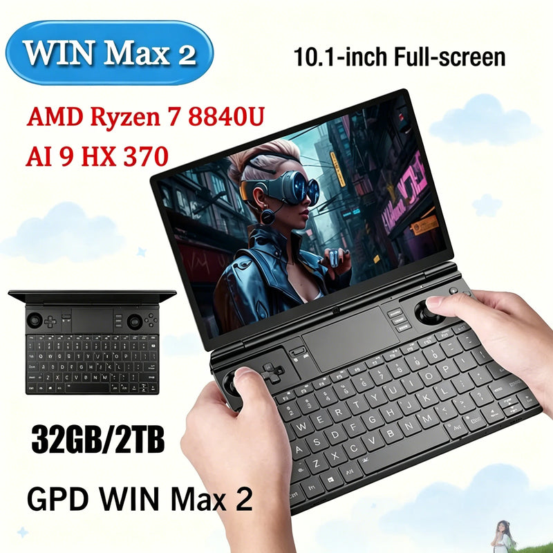 Fierce Ultra GPD 2025 WIN Max 2 Gaming Laptop - 32GB RAM 1TB/2TB SSD AMD 8840U CPU AI9 HX370 Mini PC for High-Performance Comput