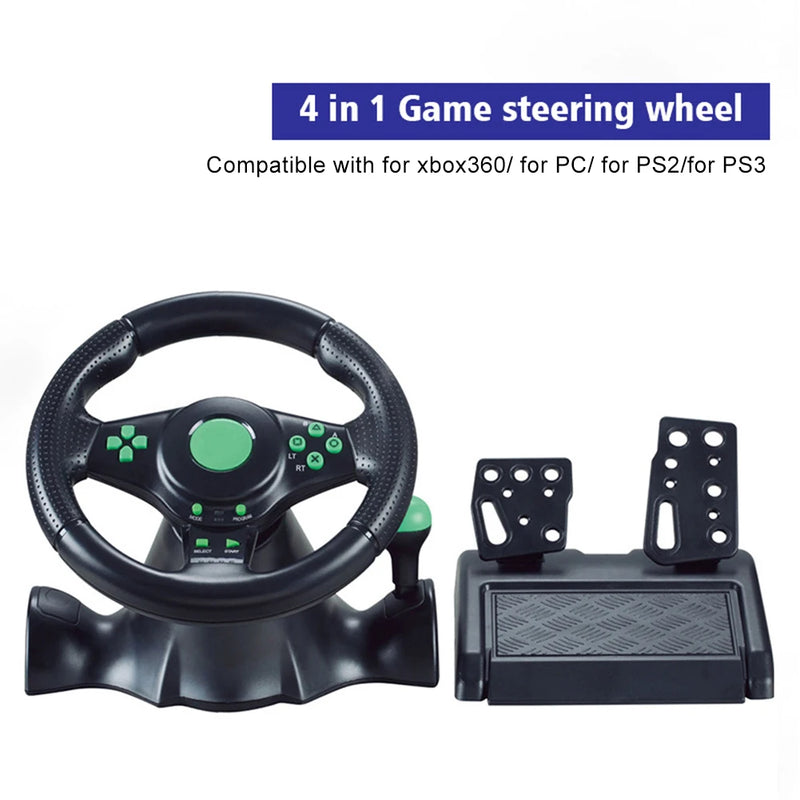 Vibrating USB Steering Wheel for Multi Platform Gaming Compatible with For Switch For xbox 360 For PS4 and More