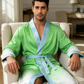 Men's lightweight quick-drying pajama bathrobe - 3D digital printing, non-fading design, stand-up collar and adjustable waistban