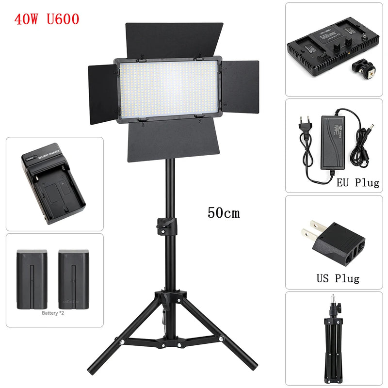 U800 U600 LED Photo Studio Video Light Recording Lighting Kit  Photography Panel Photographi Lamp For Youtube Game Live