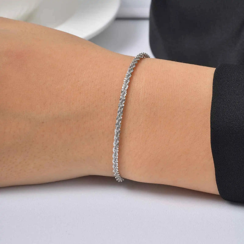 Goxygen Dainty Silver Color Stackable Bracelet Stainless Steel Beads Thin Chain for Women Men Jewelry Sets Gifts