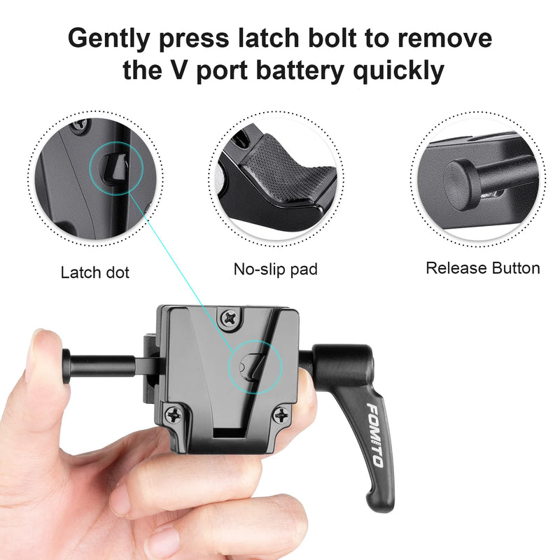 FOMITO V-Mount Battery Mounting Plate Supper Clamp Metal V-Lock Battery Plate for Sony Camera Battery Power Supply