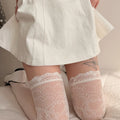 Spring Summer Solid Color Thin Women Stockings JK Lace Hollow Out Pile Calf Socks Dopamine Knee High Socks Sweet Girls Stockings