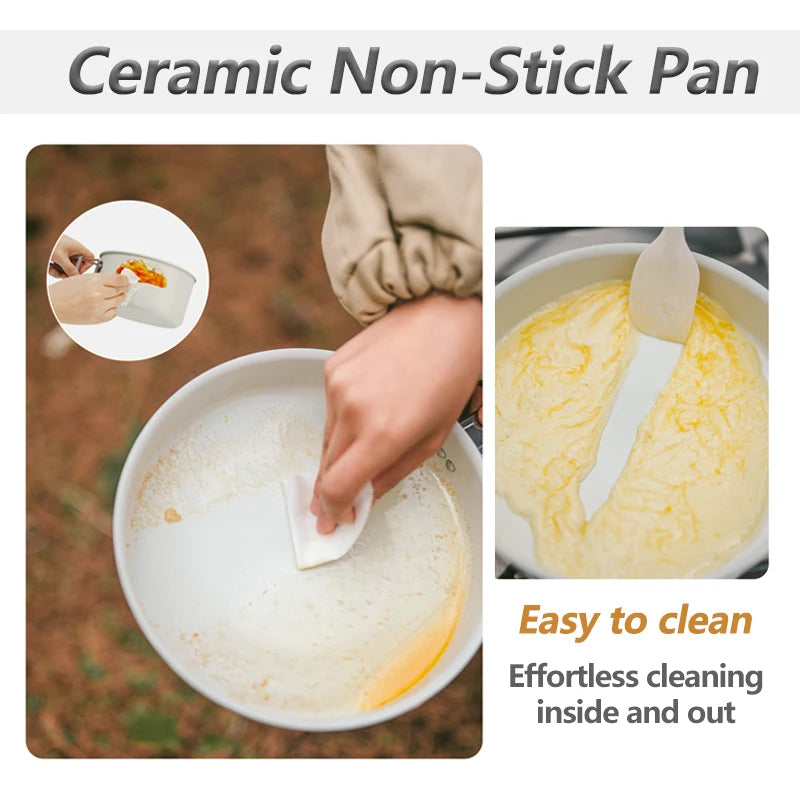 Naturehike Camping Cookware Non-Stick Set Of Pots Outdoor Portable Tableware Kettle Frying Pan Cookset Kitchen Utensils