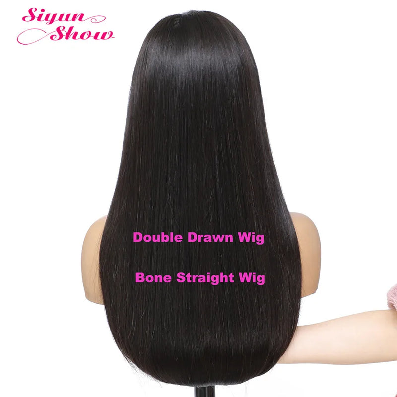 Raw Vietnamese Human Hair Wigs 15A Super Double Drawn Bone Straight Bob Wigs HD Transparent Full Lace Frontal Wig Bleached Knots