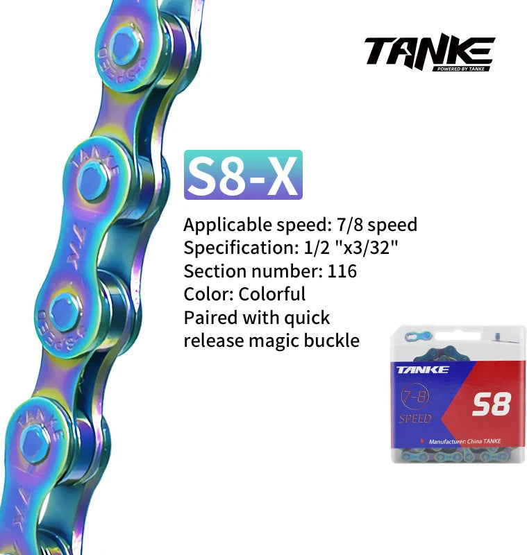 TANKE Bike Chain S8 S9 S10 S11 S12 MTB Road Bicycle Chains,Variable Speed Chain 116/126L High Quality Current Cycling Accessorie