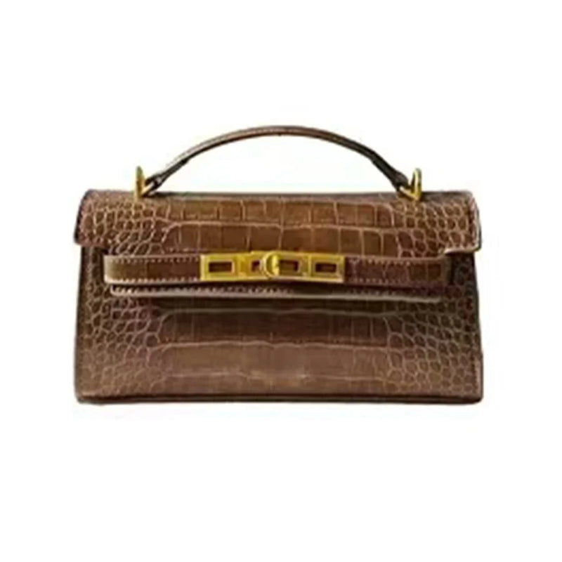 French Crocodile Trendy Solid Color Handbag Women's Classic Versatile Boston Bag