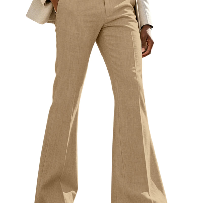 Men's Linen Flare Suit Pants Retro High Waist Slim Fit - View 19 | SAMAG