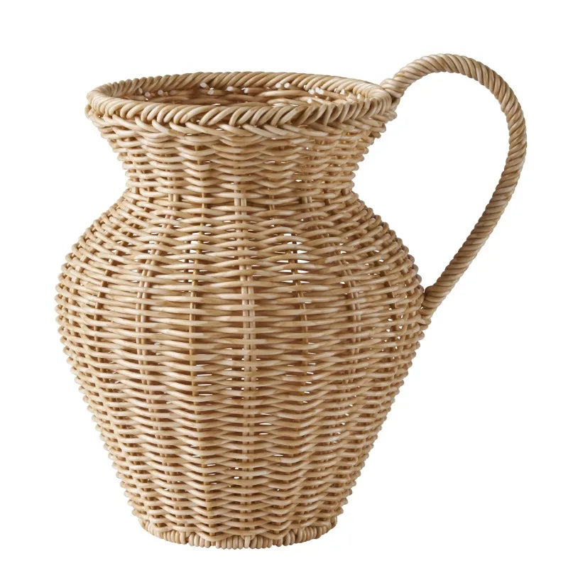 Homes & Gardens 9" Faux Wood Rattan Pitcher Vase