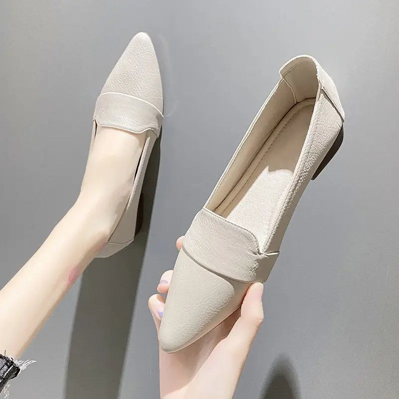 Loafers Ladies Summer Footwear Office Shoes for Women 2025 Pointed Toe Low Heel Elegant A Korean Style High Quality Shoe Spring