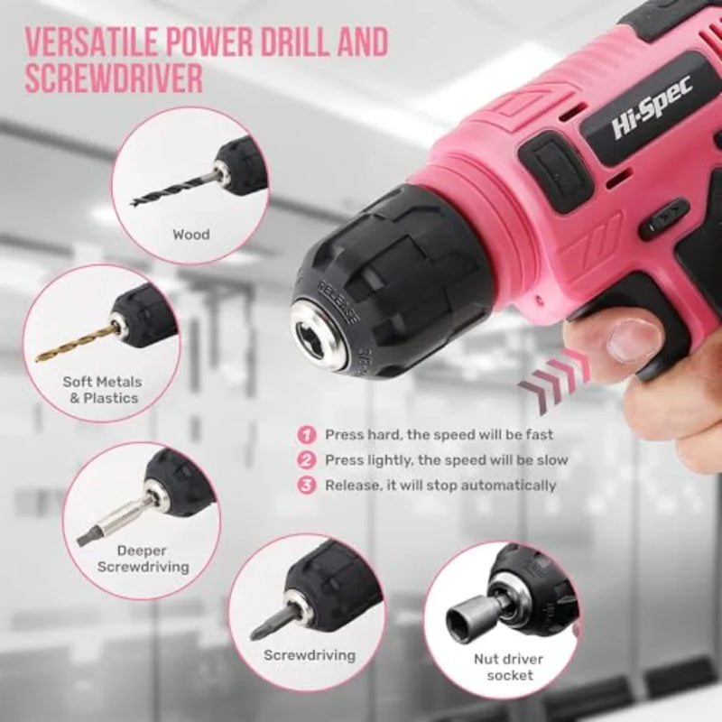 Tool Set with 8V Drill Home DIY Repair and Maintenance, Cordless USB Electric Driver, Hand Kit for Women and - View 2 | SAMAG