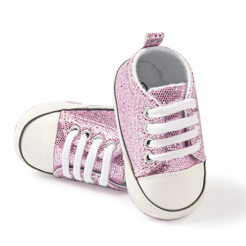Newborn Baby Shoes Classic Sequins Canvas Cotton - View 5 | SAMAG