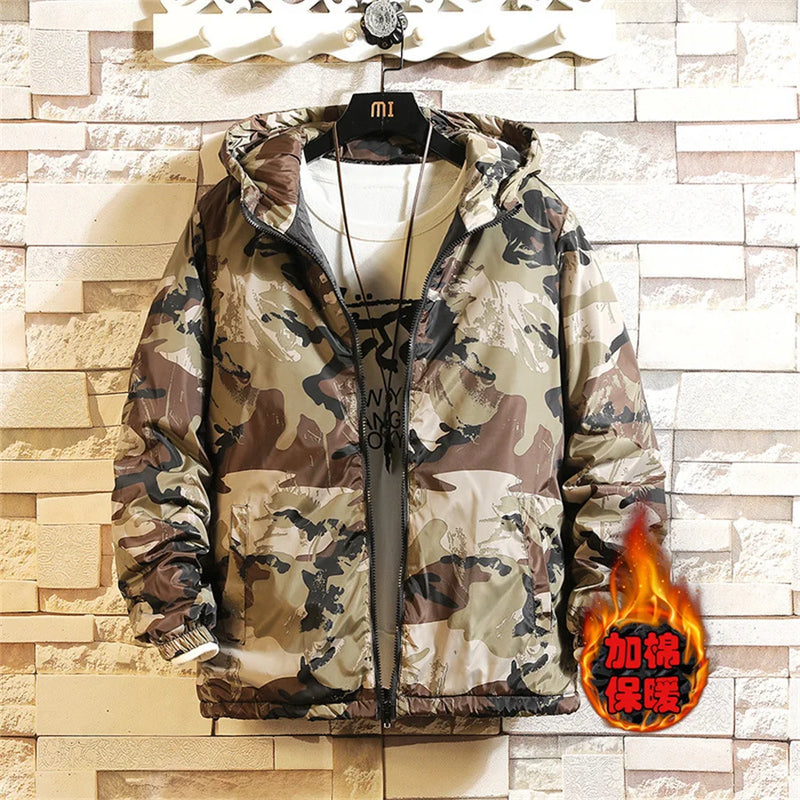 Camouflage Men Jackets Winter Cotton Padded Coat Thick Warm Hooded Outerwear Male Casual Loose Streetwear Men's Clothing